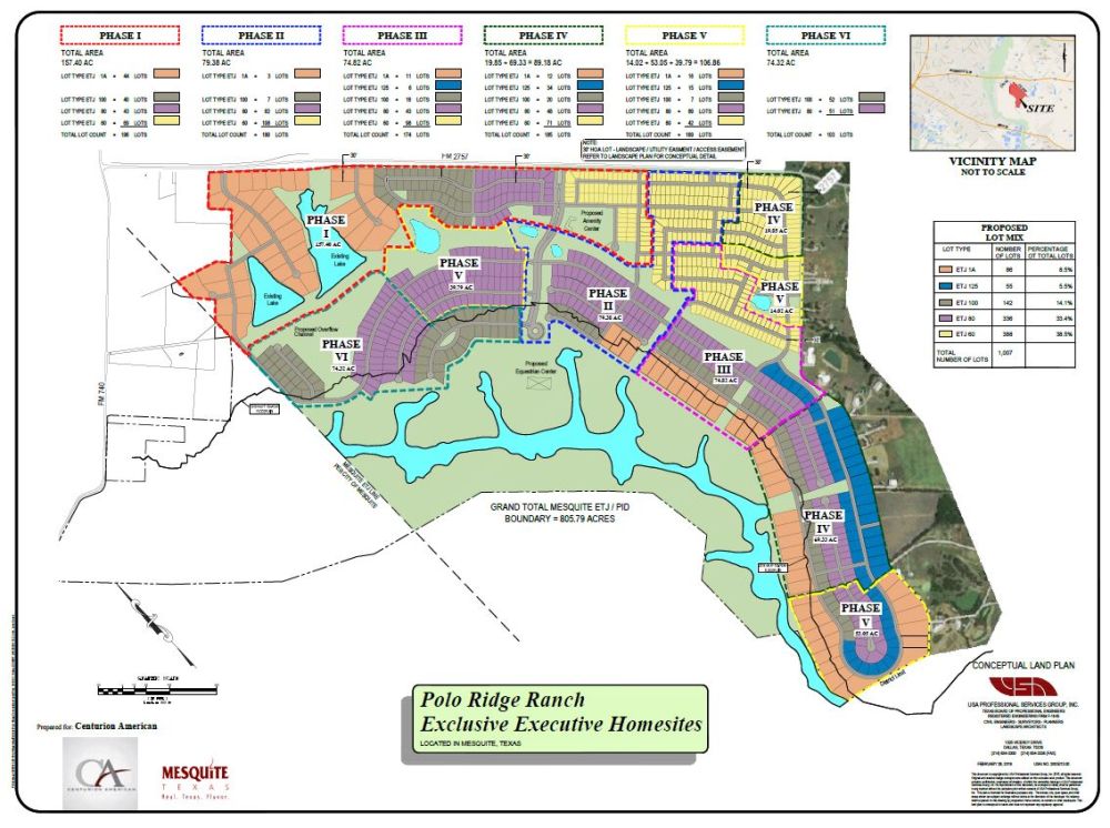 Polo Ridge Development map in Mesquite, TX
